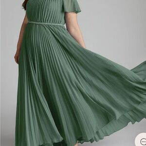 Azazie Eucalyptus Maxi Dress with Pleats